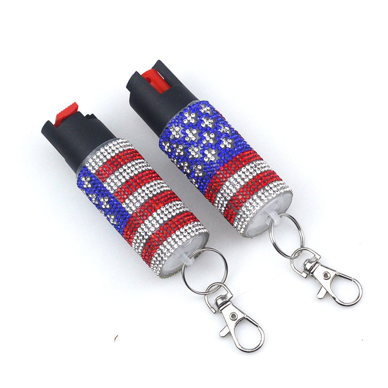 Rhinestone Self-Defense Gas Holder Keychain