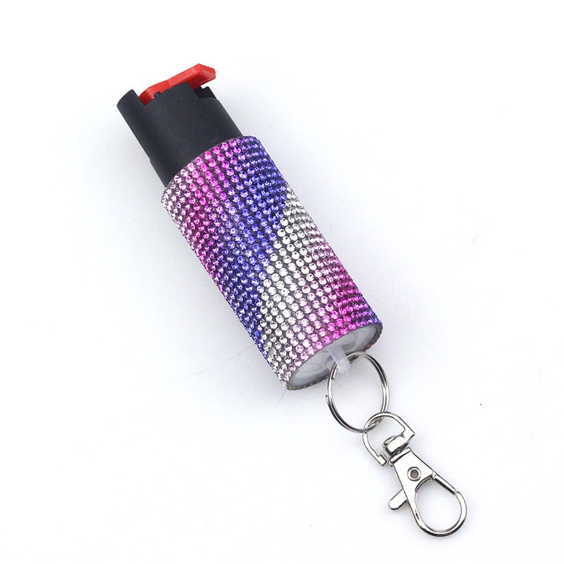 Rhinestone Self-Defense Gas Holder Keychain