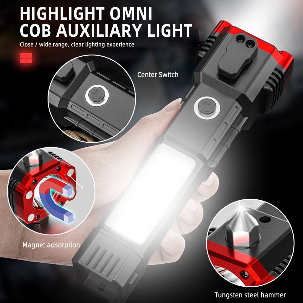 Super Bright LED Flashlight Safety Hammer