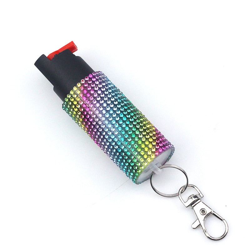 Rhinestone Self-Defense Gas Holder Keychain