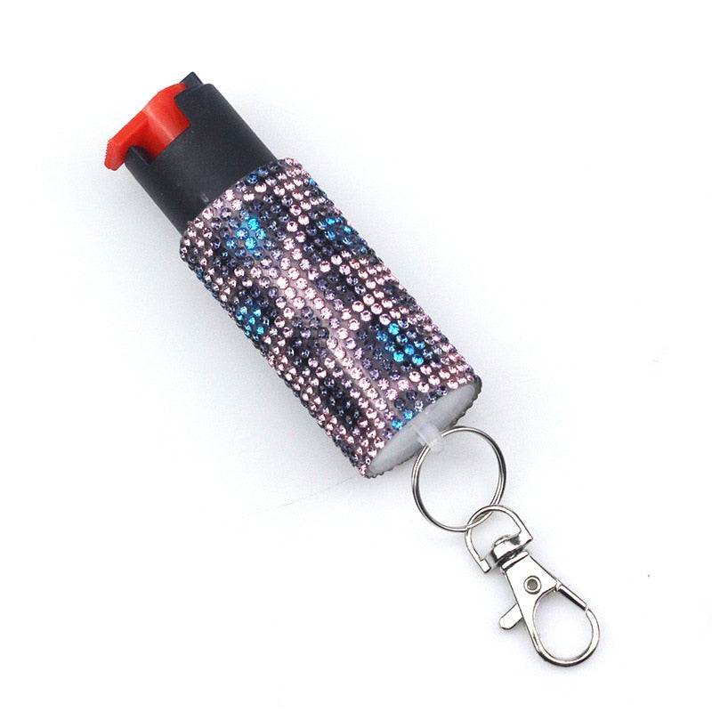 Rhinestone Self-Defense Gas Holder Keychain