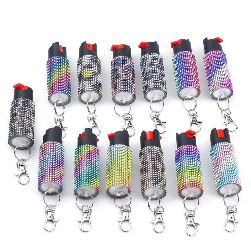 Rhinestone Self-Defense Gas Holder Keychain