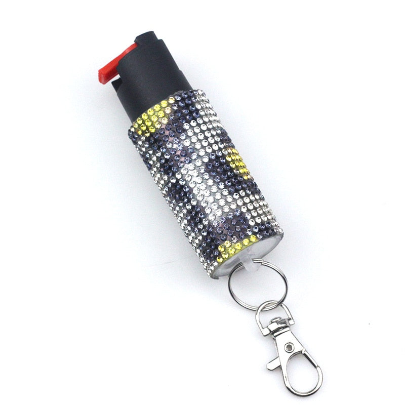 Rhinestone Self-Defense Gas Holder Keychain